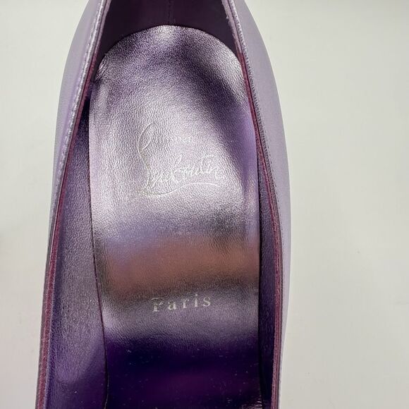 Christian Louboutin Kate 100 Metallic Leather Purple Heels EU 40 US 10 Pumps - Picture 10 of 13